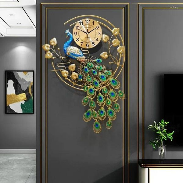 Relógios de parede Pavão Relógio Relógio Sala de estar Casa Criativa Moda Silenciosa Decoração Moderna Personalizada Phoenix