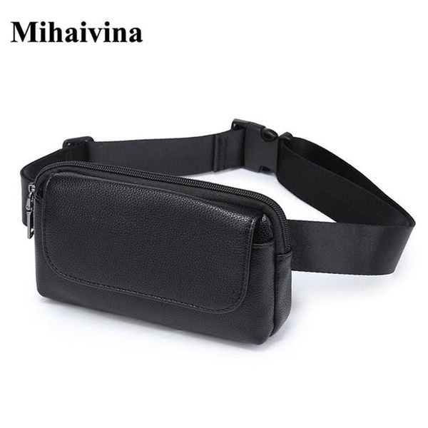 Ganze Mode Frauen Taillenbeutel schwarze Damen PU Leder Belt Travel Packs Beutel Telefon kleine Taschen Mihaivina 211006188l