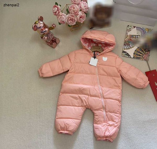 Macacão luxuoso para bebês recém-nascidos, roupas de inverno para crianças, tamanho 66-90, estampa interna de urso, sobretudo para menino e menina, dec05