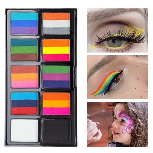 Pittura per il corpo Pittura trucco Viso per bambini Flash Tattoo Art Corpo per feste di Halloween Make Dress Beauty paint Palette con kit pennelli Face 231208