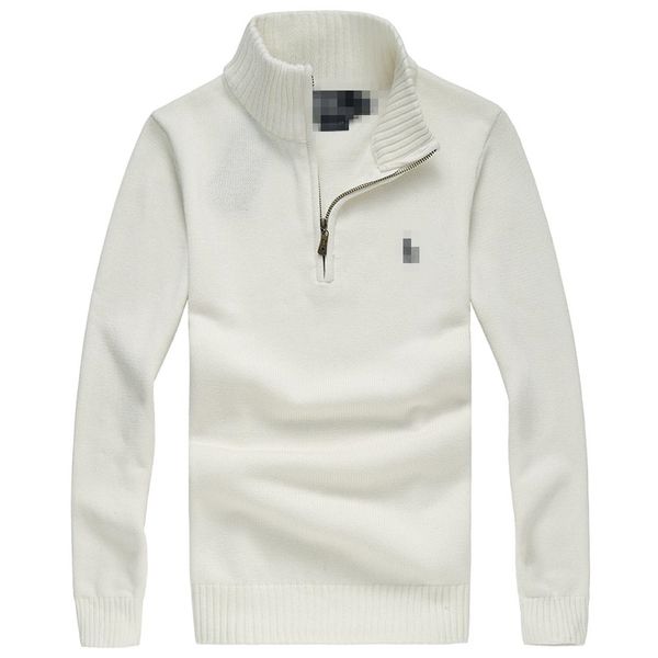 Polo de créateur pour hommes, pull en laine Ralph, épais, demi-fermeture à glissière, col haut, chaud, pull Lauren, petit cheval, sweat-shirt décontracté