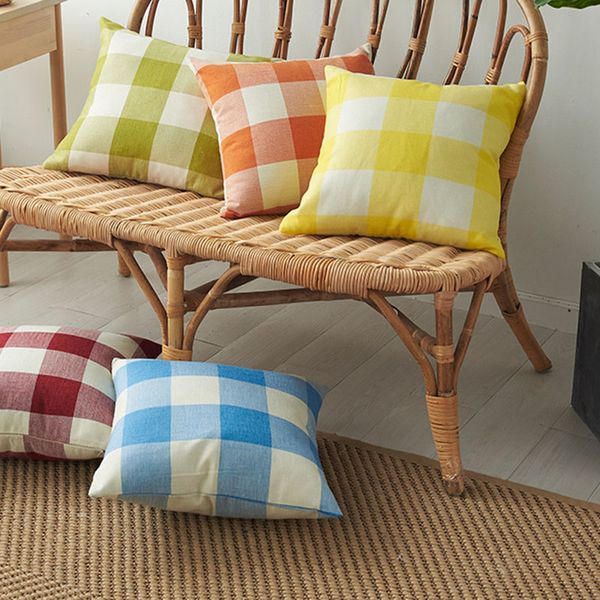 Retro Farmhouse Outdoor Buffalo Tartan Checker Plaid in cotone e lino Decorativo Federa per cuscino Federa per divano FMT2079