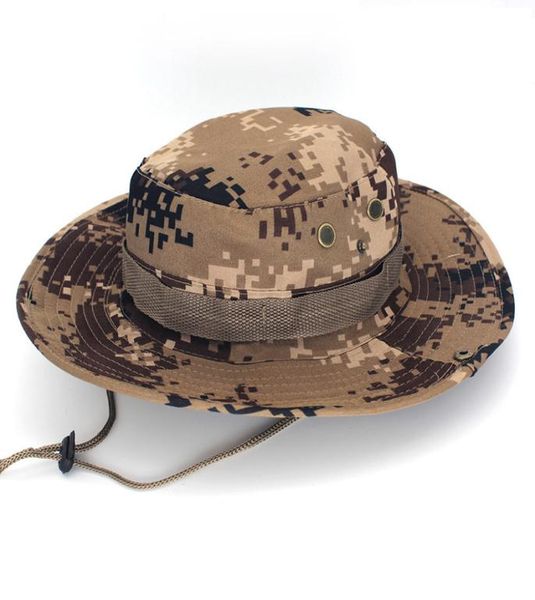Camo Boonie Geniş Kötü Şapkalar Erkekler İçin Kadınlar Askeri Taktik Kazanmalar Kova Şapkaları Jungle Sun Cap Balıkçılık Avı Safari5697110