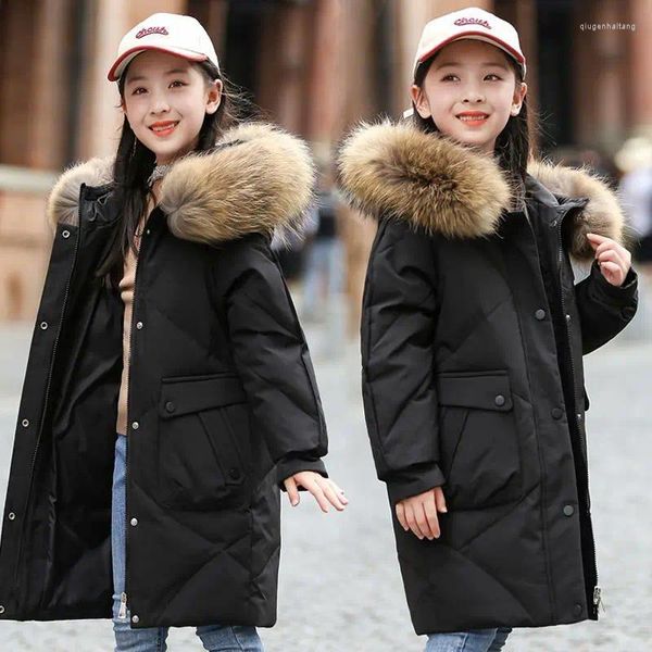 Casaco para baixo-30 graus crianças parka jaquetas de inverno roupas infantis 2023 meninas grandes quente algodão-acolchoado espessamento outerwear roupas