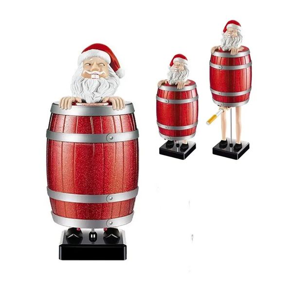 Divertente portasigarette portasigarette, divertente Babbo Natale nella scatola di sigarette con botte di legno, per il regalo del giocattolo della festa di Natale