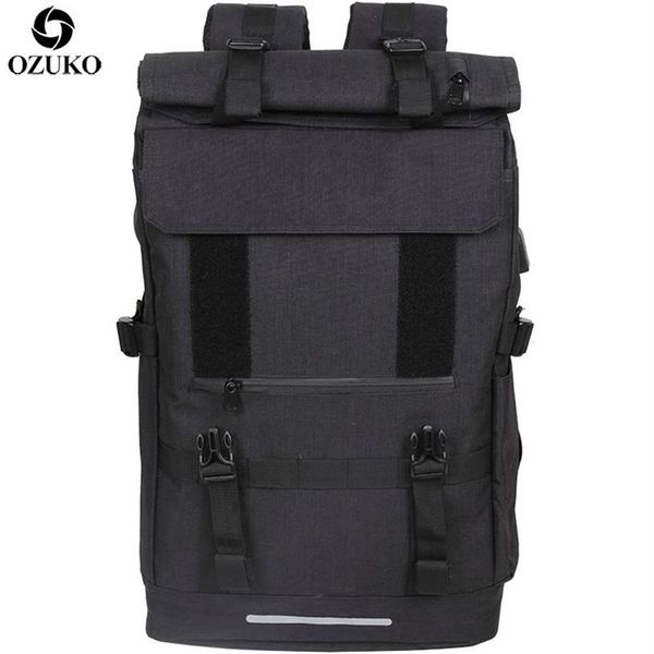 Ozuko 40L Büyük Kapasiteli Seyahat Sırt Çantaları Erkekler USB Ücret Dizüstü Bilgisayar Sırt Çantası Gençler için Çok Fonksiyonlu Seyahat Erkek Okul Çantası 211203304b