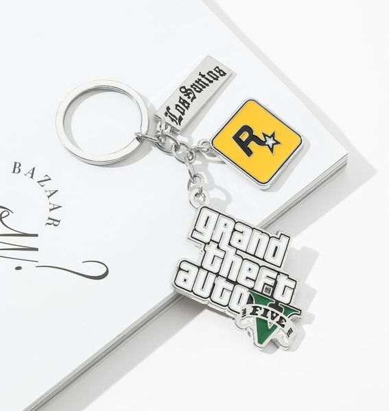 Брелок для ключей с игрой GTA 5 Grand Theft Auto 5, брелок для мужчин, любителей Xbox PC, держатель для ключей Rockstar, ювелирные изделия Llaveros2219576