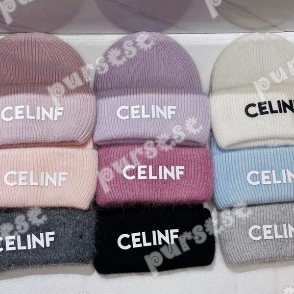 Celinf Beanie Sonbahar/Kış Yünlü Kapak Şapka Marka Tasarımcısı Beanie Logo Mektubu Yürütülmüş Yün Şapka Erkek ve Kadınlar 19 Renkli İki Model Celinf Hat