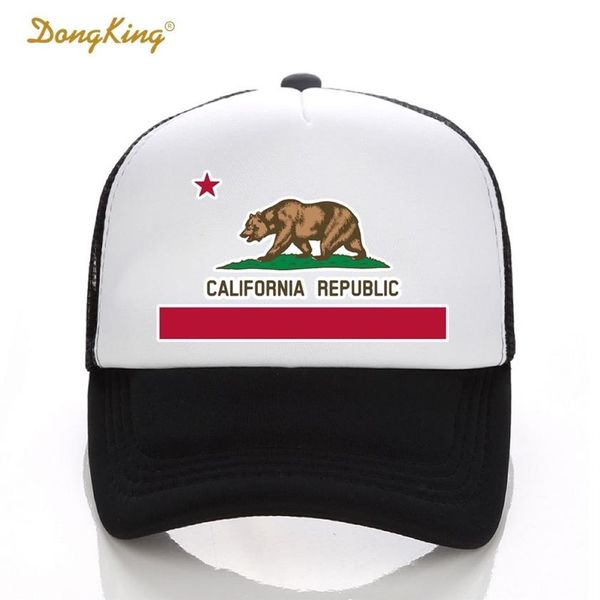 DongKing Moda Caminhoneiro Chapéu Bandeira da Califórnia Snapback Malha Boné Retro Califórnia Amor Vintage Califórnia República Urso Top D1811060266o