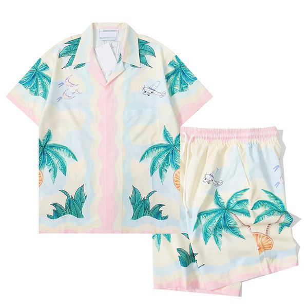 Hawaii floral carta impressão praia camisas masculinas designer de seda camisa de boliche camisas casuais masculinas camisas de verão