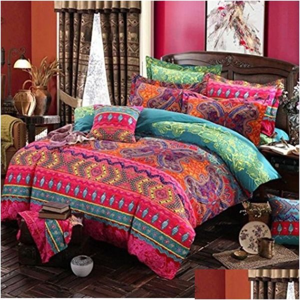 Conjuntos de cama Conjuntos de cama Bohemian 3D Consolador Mandala Duvet Er Set Winter Bedsheet Fronha Queen King Size Bedlinen Colcha Dro Dhwjm