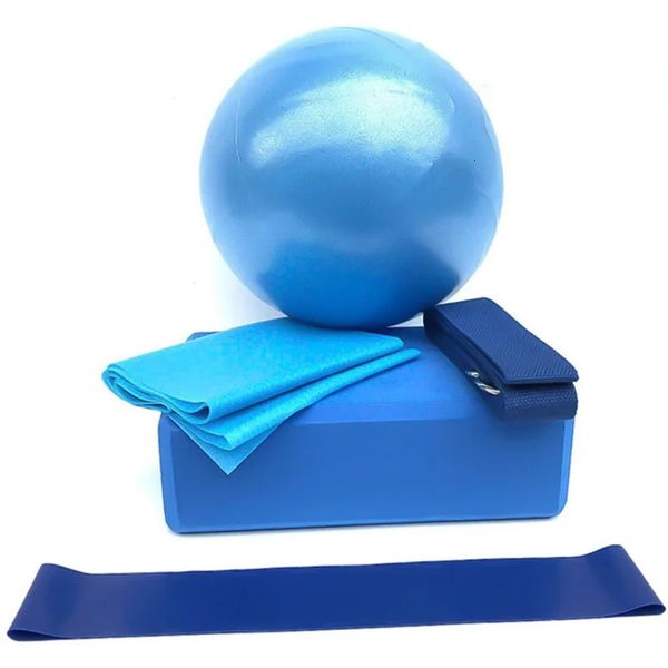 Yoga-Blöcke, 5-teiliges Yoga-Blöcke-Set mit Yoga-Ball-Dehnungsgurt, Widerstandsschleifenband und Yoga-Gürtel für Pilates, Heimtraining, Fitness, 231208