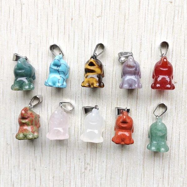 Anhänger Halsketten Mode Mix Naturstein Geschnitzte Tier Kleine Elefant Charms Anhänger Für Schmuck Zubehör Machen Großhandel 10 teile/los