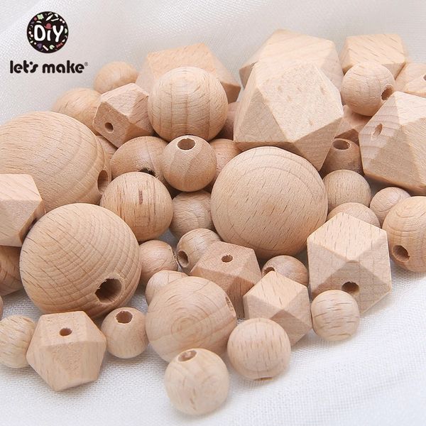 Beißringe Spielzeug Let's Make 100 Stück Buche Sechseck Holz Beißring Perlen rund 12–30 mm Babyrassel Perlen Holz Baby Beißring Holzspielzeug 231208
