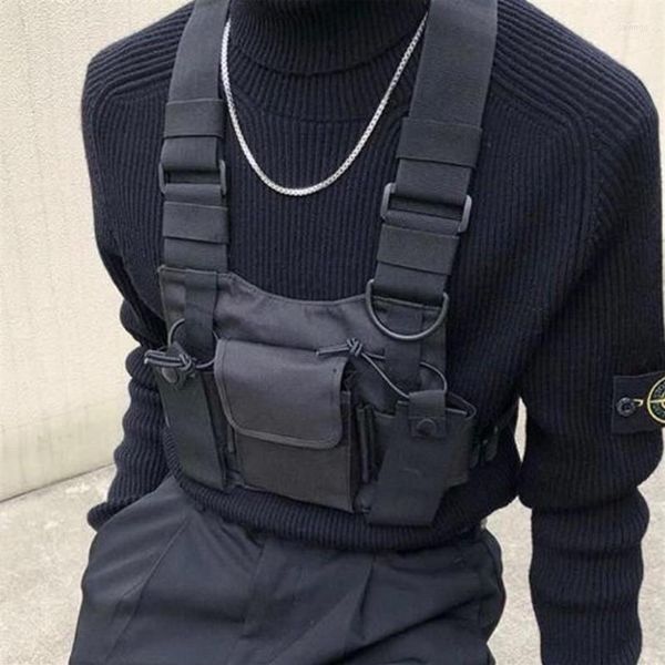 Sacos de cintura colete tático nylon militar peito bolsa coldre arnês walkie talkie rádio para dois way309l