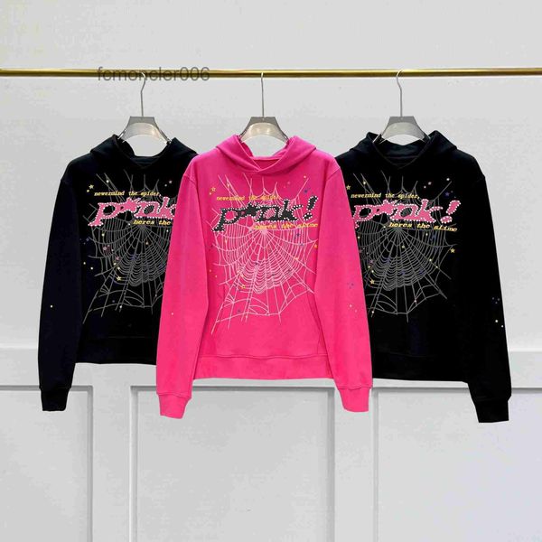 Kapüşonlu örümcek pembe sp5der hoodies genç sweatshirtler sokak kıyafetleri haydut 555555 melek kapüşonlu erkekler hızlı teslimat yüksek kaliteli ağır kumaş web kazak 0704