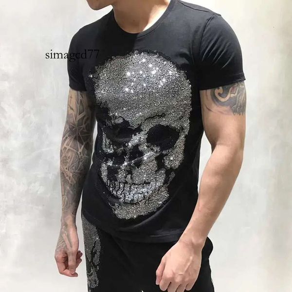 Phillip Pp Homens Philipps Verão designer Rock Designer Pleins Homens Designer Estilo Simples T-shirt Camisa Diamante Crânio Marca Roupas Moda Camisas T-shi 883