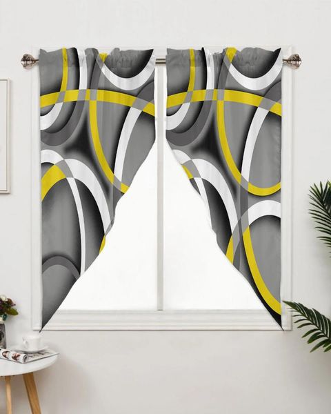 Perde Özet Modern Sanat Geometrisi Sarı Perdeler Çocuk Yatak Odası Oturma Odası Pencere Mutfak Üçgen