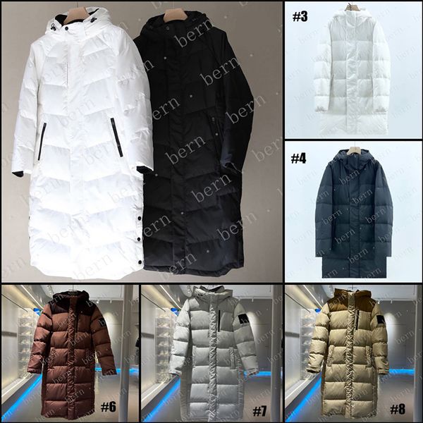 3 versões premium casacos de inverno quente jaqueta longa para homens mulheres preto e branco XS-XXL