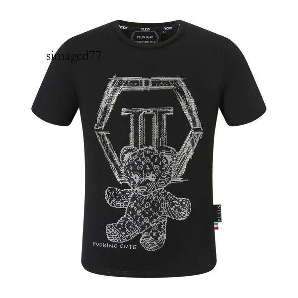 Pleins SHIRT Designer Herren BEAR Phillip T T-Shirts Herren Philipps Designer T-Shirt schlichte Designer-Markenkleidung Strass PP Totenkopf Herren T-Shirt rund N 632