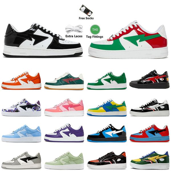 Low Top Damen Herren Shark Designer Schuhe Bapesstas Sneakers Abathing Ape SK8 Sta Lackleder Grau Rosa Schaum Grün Rot Weiß Schwarz Lows Panda Runners Sporttrainer