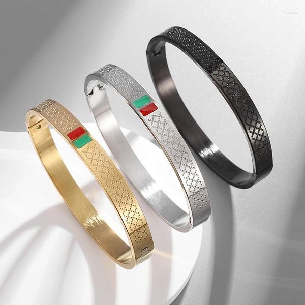 Bangle Estilo Simples Design Aço Inoxidável Carta Romana Clipe Pulseira Homens Mulheres Moda Jóias Presente de Festa