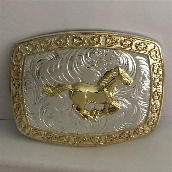 1 pz Golden Horse Western Cowboy Fibbia della cintura per uomo Hebillas Cinturon Jeans Cintura testa adatta 4 cm di larghezza Cinture288t