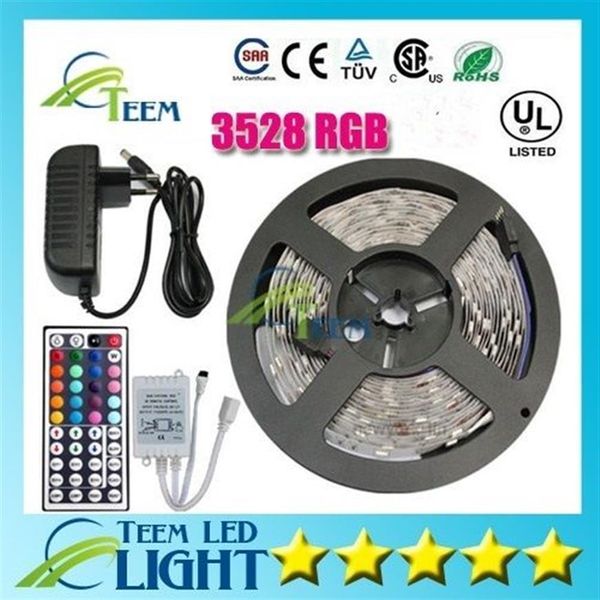 À prova dwaterproof água rgb 3528 rgb cw ww verde 5m 300 iluminação led tira de luz à prova dwaterproof água 44 teclas ir controle remoto 12v 2a potência suppl284r