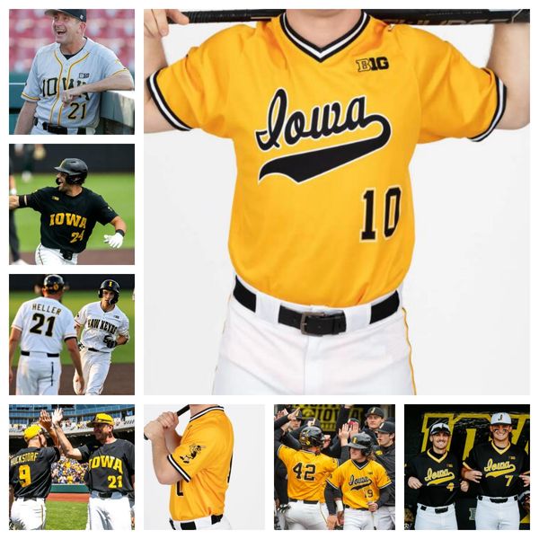 Personalize Iowa Hawkeyes camisa de beisebol da faculdade Gable Mitchell Max Burt Reece Beuter Zach Voelker Raider Tello Drew Deremer Chas Wheatley Jack Whitlock