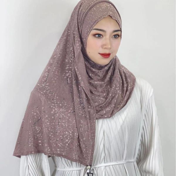 Abbigliamento etnico Malesia Sciarpa Donna Hijab musulmano Diamanti lucidi Turbante Foulard islamico Sciarpe in jersey Indossare uno scialle pronto