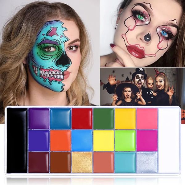 Körperbemalung, 20 Farben, sichere Kosmetik, Flash-Tattoo, Malerei, Kunst, Halloween, Party, Make-up, Kostüm, Schönheitspalette, Gesichtsöl 231208