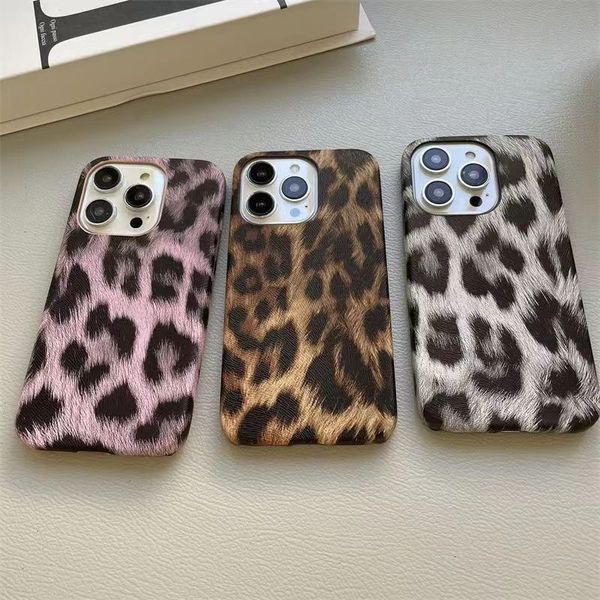 Custodia per telefono con stampa leopardata monogramma di lusso di design iPhone 15 14 14Pro 14Plus 13 12 Mini 11 Pro X XS Max XR Custodia per telefono di lusso