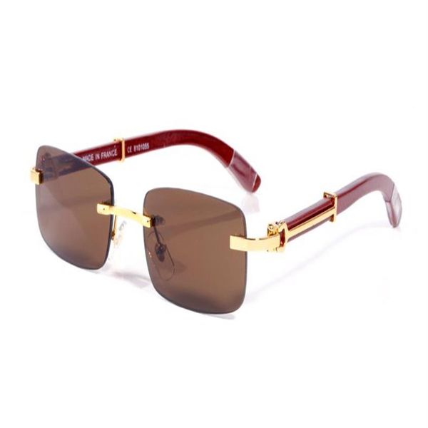 França moda esportes sem aro óculos de sol armações de madeira chifre de búfalo óculos para homens mulheres lunettes óculos de madeira de bambu com vermelho bo248Y