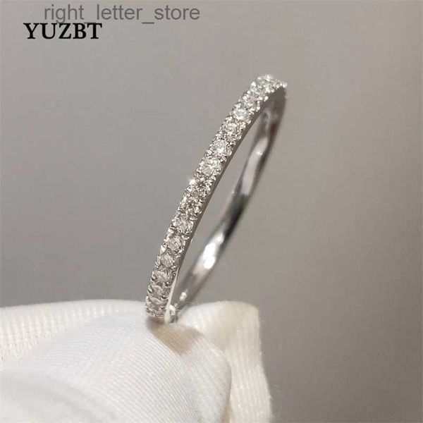 Con pietre laterali YUZBT 9K 10K oro bianco taglio brillante 0,3 tester di diamanti passato D colore Moissanite anello di fidanzamento gioielli in stile coreano YQ231209