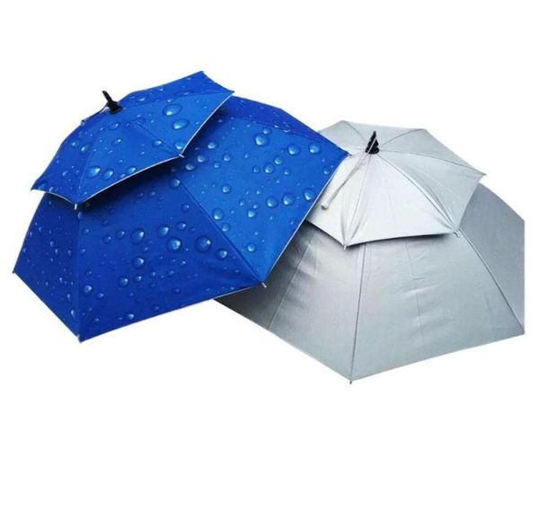 Şemsiye sürdürülebilir yağmur şemsiye şapkası Çift katman nefes alabilen açık güneşe başlık başlıkları yürüyüş ve balıkçılık için katlanabilir2011785
