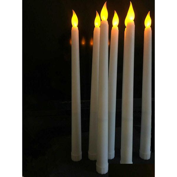 Candele 50 pezzi LED a batteria tremolante senza fiamma candela conica avorio lampada candeliere Natale tavolo da matrimonio casa chiesa goccia delive Dhoid