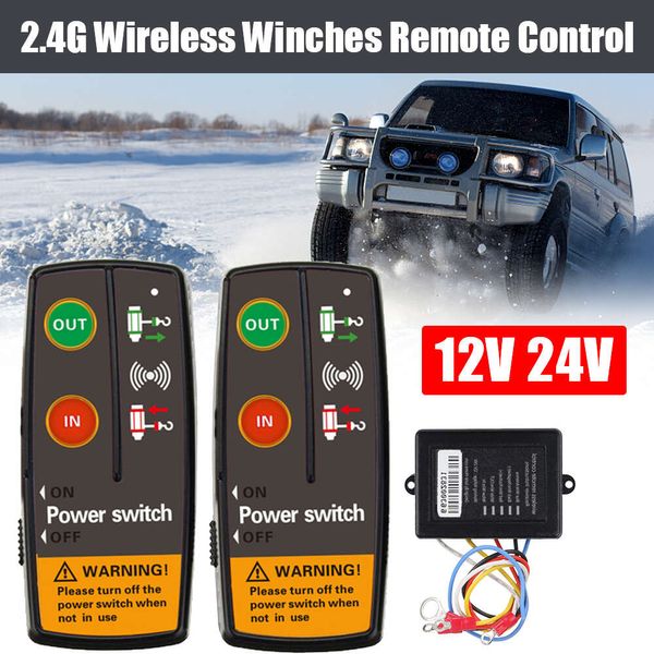 Novo controlador de interruptor de guincho elétrico 12v 24v, acessórios de controle remoto sem fio para jeep off road 4x4 atv, barco de reboque universal