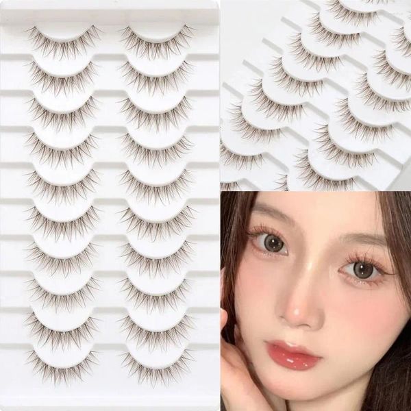 Falsche Wimpern, 10 Paar, natürlicher Look, braun, modisch, 3D, japanisches Cosplay, künstliche Nerz-Wimpern, stachelig, für Frauen, Beauty-Tool