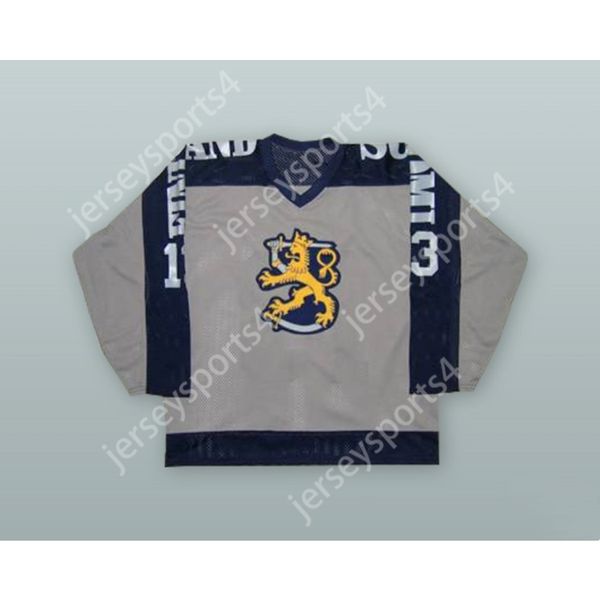 Personalizzata 1980 ISMO VILLA 13 FINLANDIA SQUADRA NAZIONALE SOUMI MAGLIA HOCKEY GRIGIA NUOVA Cucitura superiore S-M-L-XL-XXL-3XL-4XL-5XL-6XL