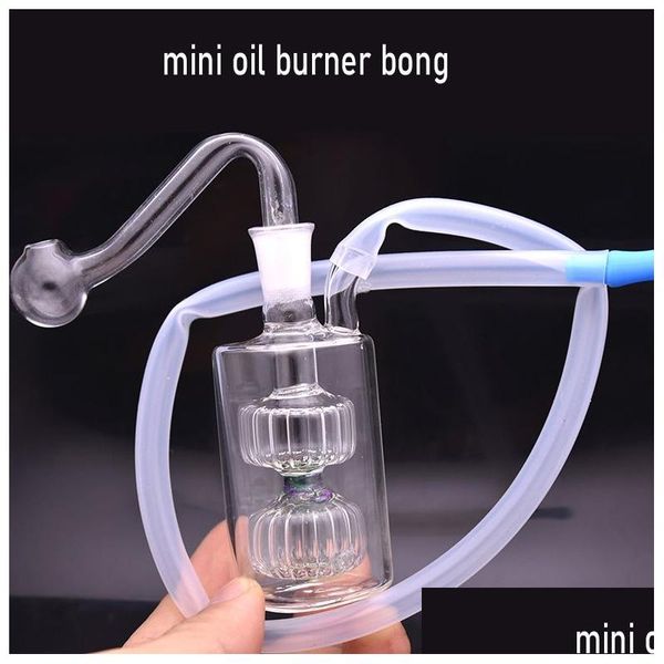 Tubos de fumo Grande Stock Bolso Queimador de Óleo de Vidro Bong Inline Matriz Estéreo Perc Recycler Ash Catcher 10mm Joint Dab Rig com Pip Masculino Otbpq