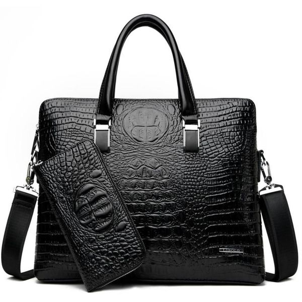 Briefzüge Herrenmarke Krokodilmuster Designer Alligator PU Leder Handtasche Business Office Laptop Tasche Männliche Vintage -Tasche 20306f