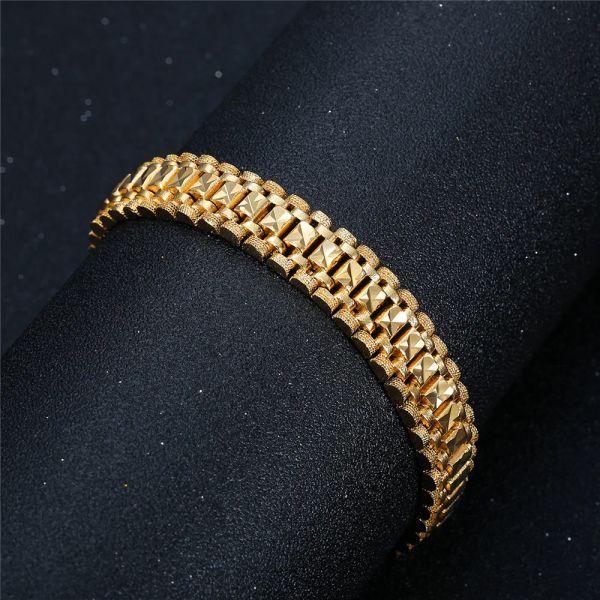 Punk Chunky Handkette Armband 8/12mm 14k Gelbgold Armband Armreif für Männer Frauen Modeschmuck Braslets