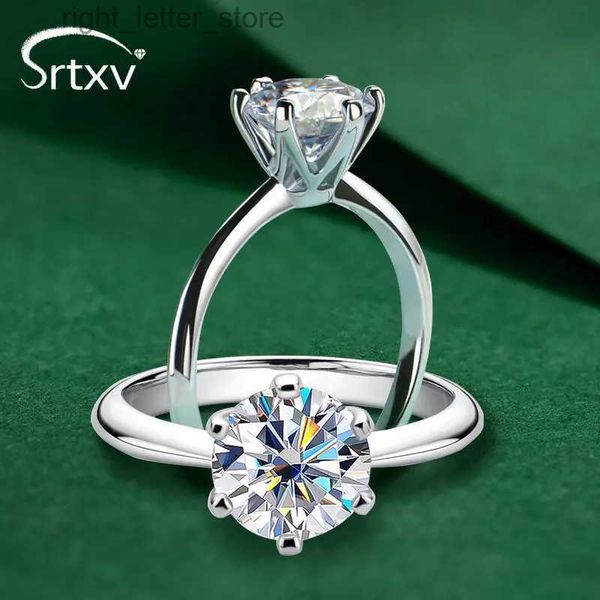 Con pietre laterali 5CT Anello a sei punte con moissanite VVS1 Lab Diamond Solitaire Band per le donne Matrimonio Fidanzamento Anniversario Promessa Compleanno Gioielli YQ231209