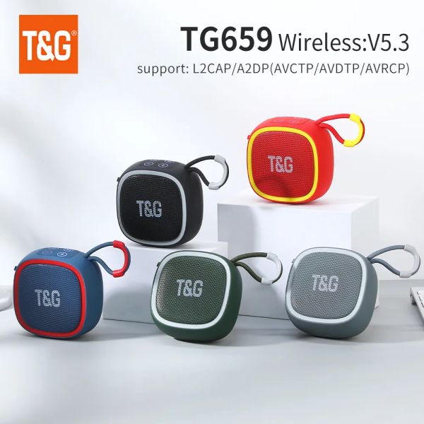 Tg659 mini alto-falante poderoso sem fio tws bluetooth 5.3 caixa de som alta fidelidade alto-falante suporte tf cartão rádio