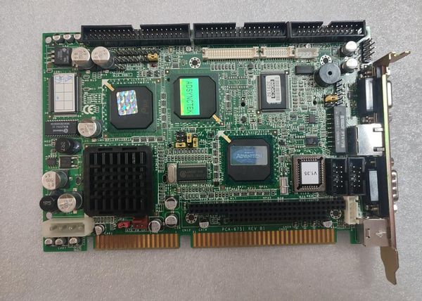 PCA-6751 REV B1 Lüfterlose Marke PCA6751 ISA-Industrie-PC-Mainboard Half-Size-CPU-Karte PICMG1.0 RTL8139 LAN PCA-6751 REV B202-1 mit CPU-RAM PC104 LAN CF