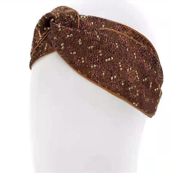Designer-Knoten-Stirnbänder Headwraps für Frauen Mode Goldfaden Brief gedruckt großes elastisches Kopftuch Kreuzkante Haarband Hairban308h