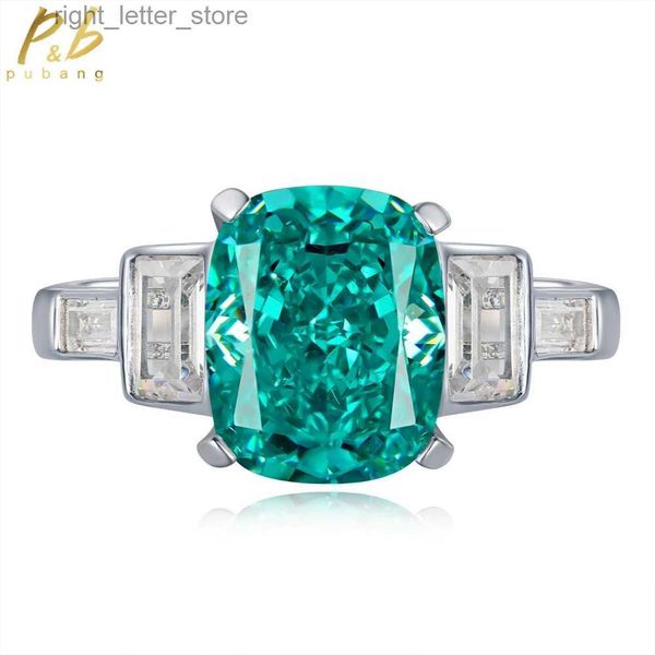 Com pedras laterais pubang jóias finas anel de diamante 925 prata esterlina hortelã verde criado moissanite para presente de aniversário feminino yq231209