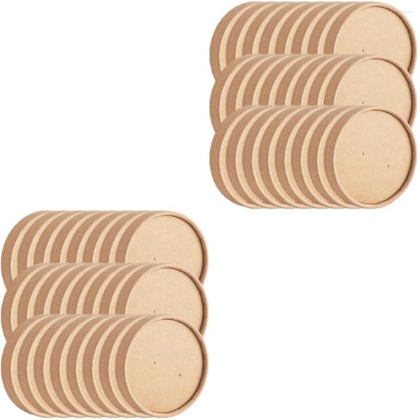 Bicchieri usa e getta Cannucce 80 pezzi Scatola da asporto Coperchio Tazza da zuppa sfusa Ciotole di carta Accessori per imballaggio Copertura Forniture Kraft