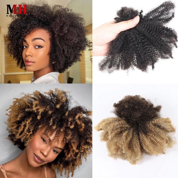 Parrucche sintetiche colorate Afro crespi ricci capelli umani brasiliani sfusi Dreadlock per ciocche intrecciate Trecce naturali fatte a mano all'uncinetto 100g 231208