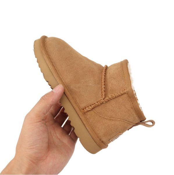 Inverno quente designer botas de neve para crianças tornozelo botas de pele ultra mini tazz tasman chinelos mostarda semente castanha real couro crianças australiano boot6889